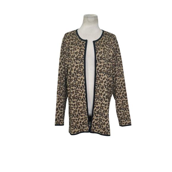 John Paul Richard leopard print long sleeves open front cardigan size XL - Picture 5 of 11